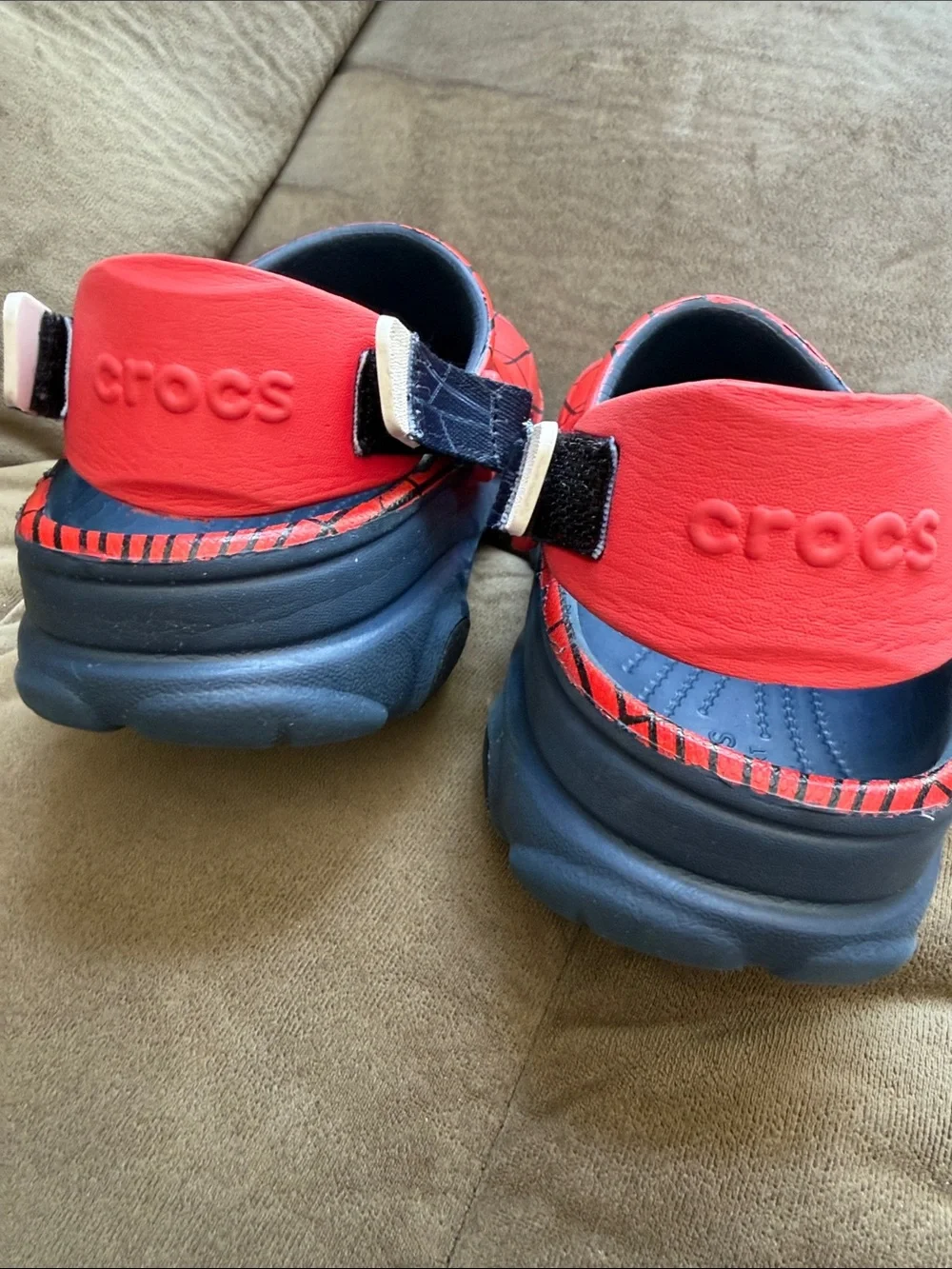 Kids Red Spider Web Slip-On Clogs with Character Accents Junior size 5